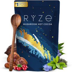 RYZE Mushroom Hot Cocoa Melatonin sleep supplement bottle
