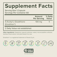 S-Acetyl L-Glutathione capsules in bottle