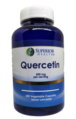 Front view of S Superior Health Quercetin 500mg 200 capsules bottle