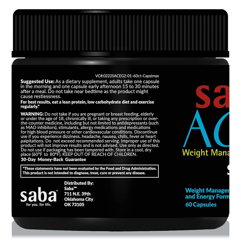 Close-up of Saba ACE G2 capsules