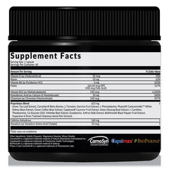 Close-up of ingredients: Green Tea Extract and Capsimax