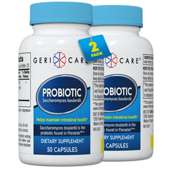 Bottle of Saccharomyces boulardii probiotic 500 mg (50 capsules) 2-pack