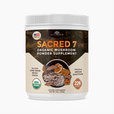 Front label of Sacred 7 Mushroom Coffee Booster