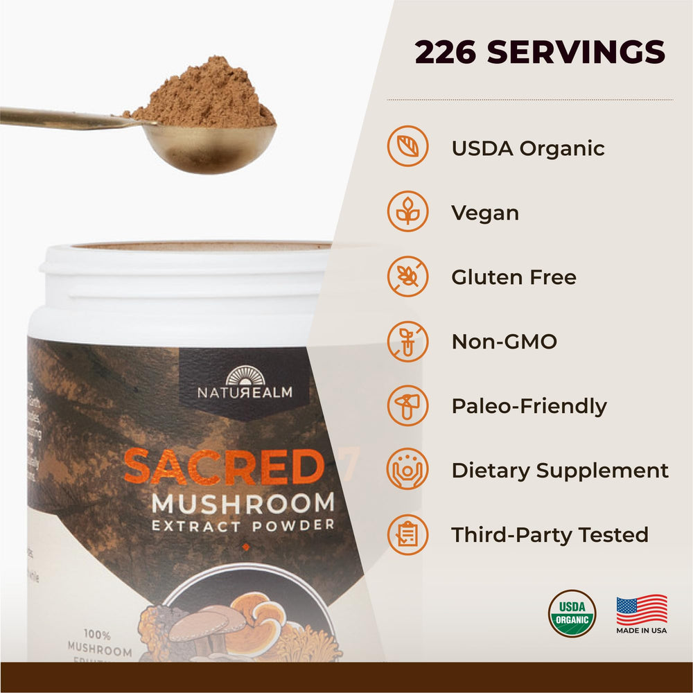 Serving suggestion: mix Sacred 7 into coffee, tea, or smoothies