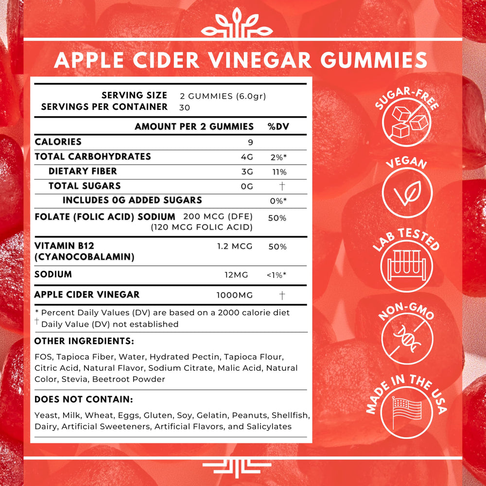 Sacred Roots ACV Gummies bottle side showing daily routine convenience