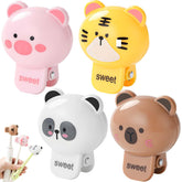 Four sacxi animal-shaped toothbrush covers in a 4-pack - front view