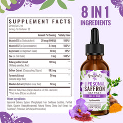 Close-up of saffron liposomal drops in glass vial