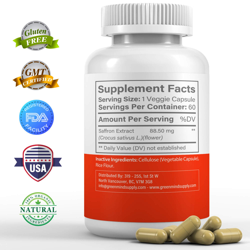 Non-GMO saffron extract capsules made in the USA