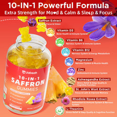 Bottle label highlighting 88.5 mg saffron extract and vitamins