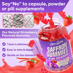 Chewy saffron gummies close-up texture