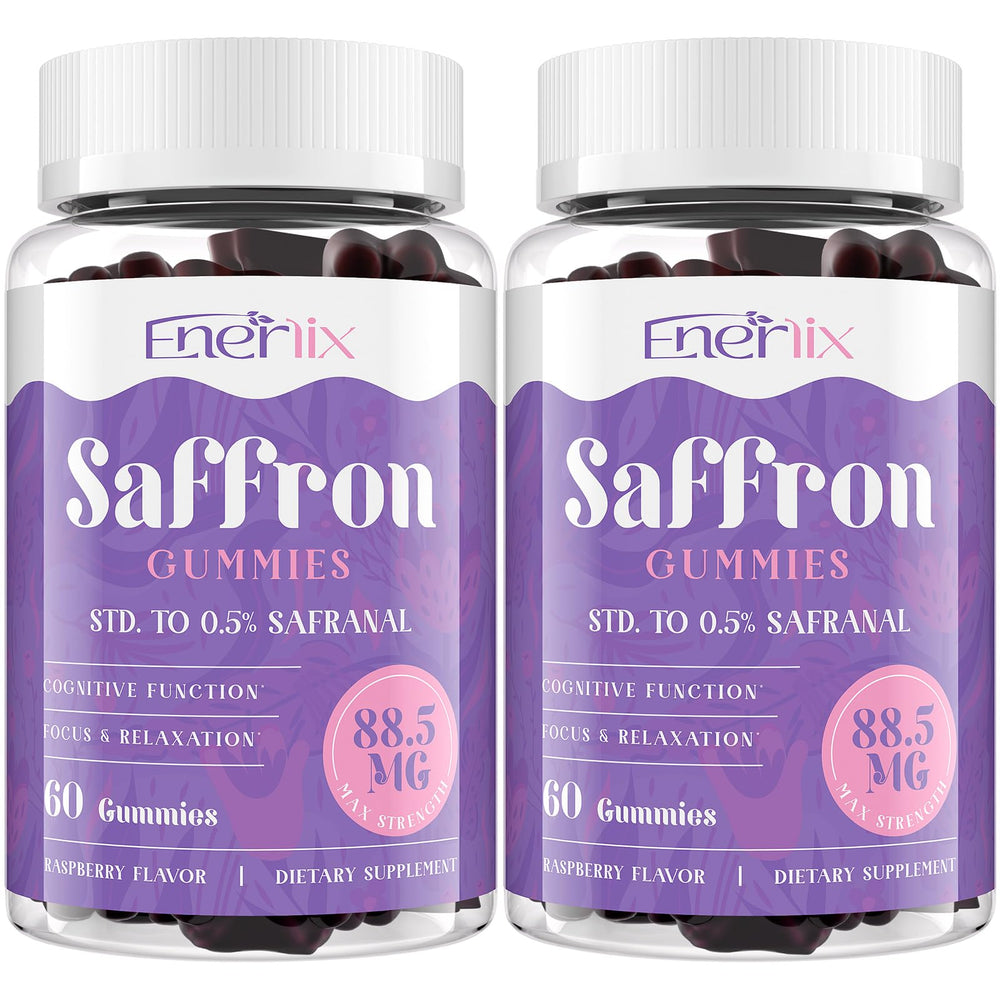 Saffron Gummies bottle showing 120 servings
