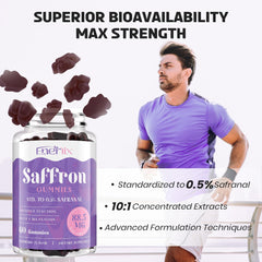 Organic vegan raspberry-flavored saffron gummies packaging