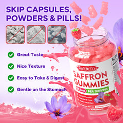 Nutrition facts panel for saffron gummies