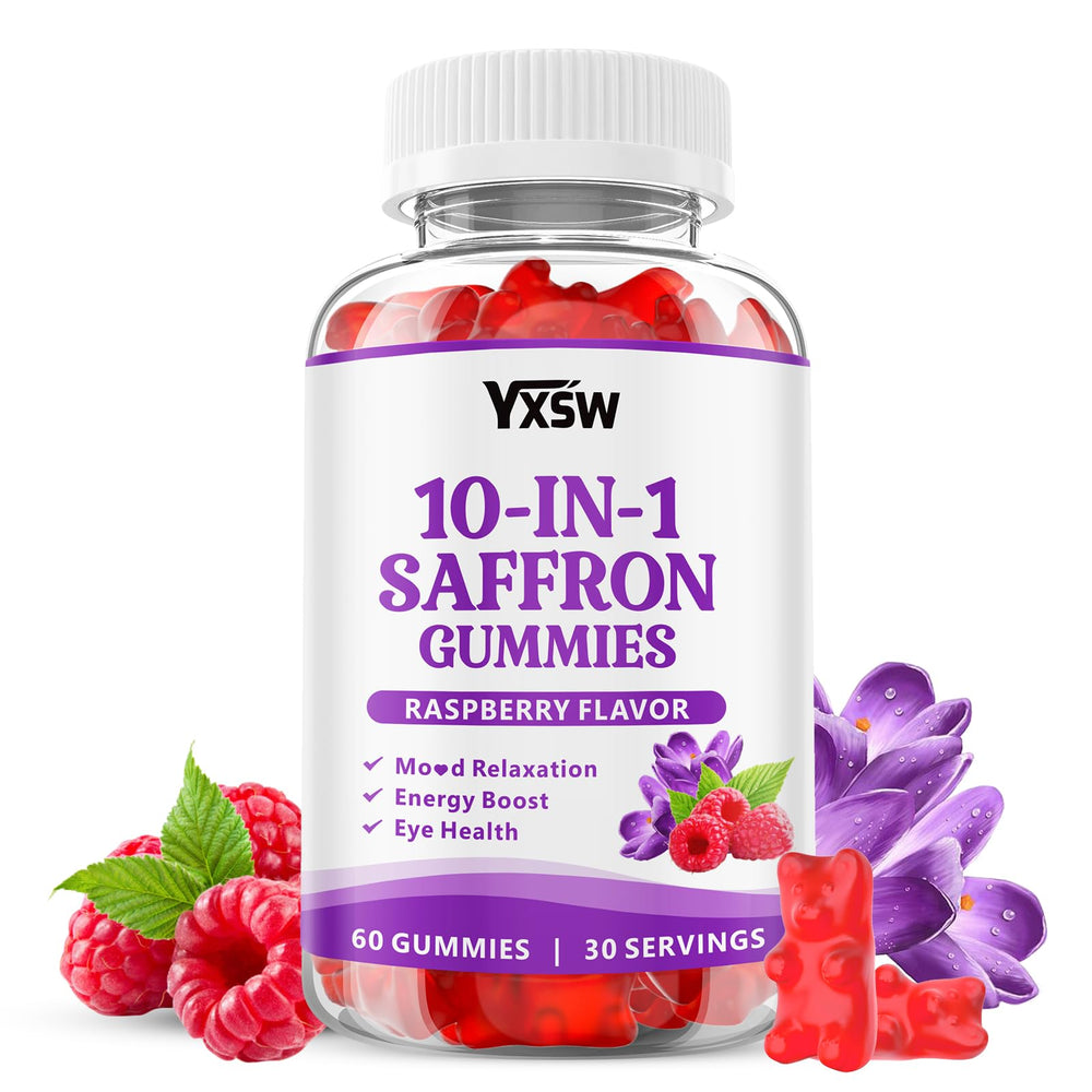 Bottle of Saffron Gummies Raspberry flavor – 60 count