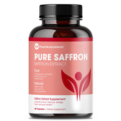 Saffron Supplements bottle label - 100% Pure Saffron Extract Capsules