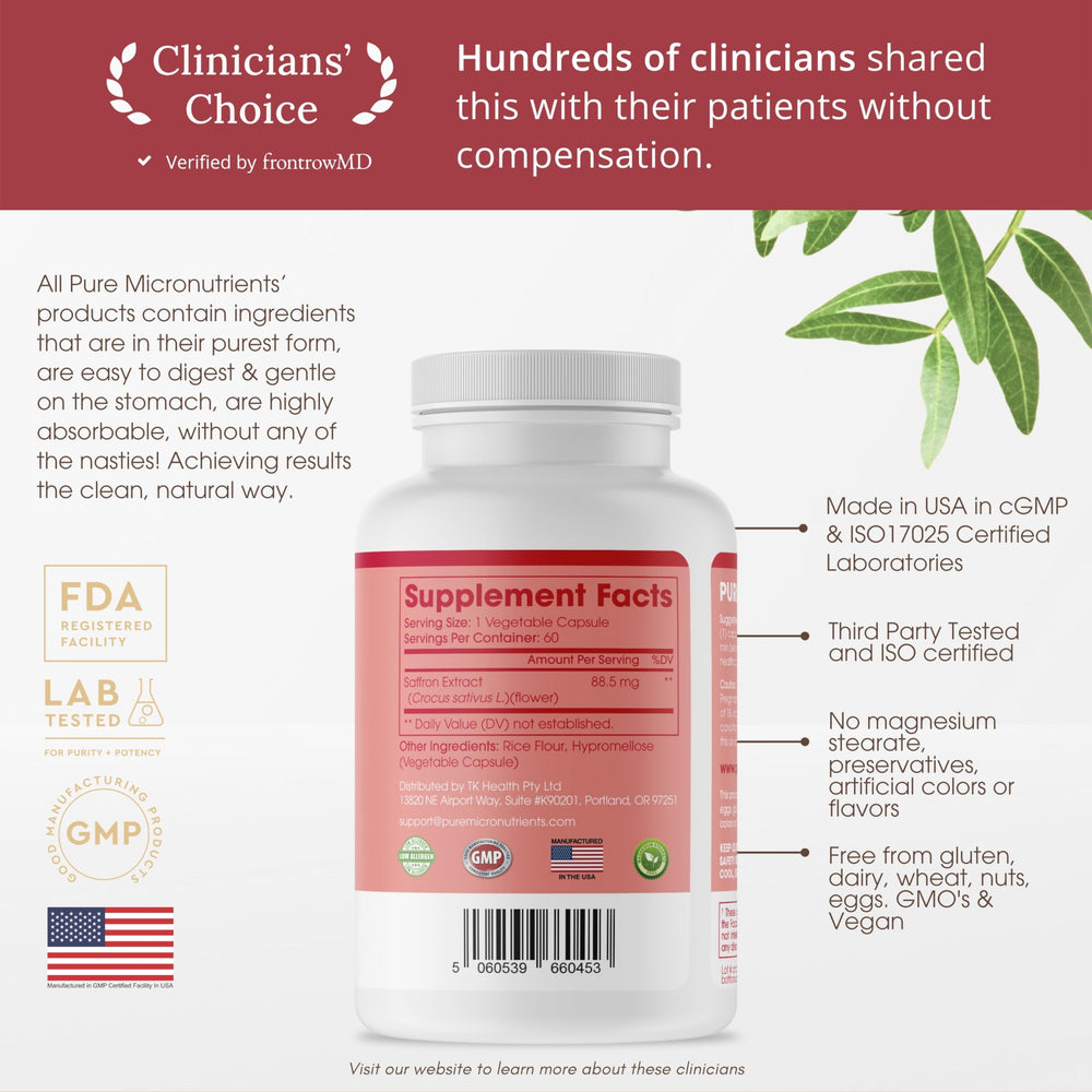 Close-up of saffron extract capsules - energy and mood support