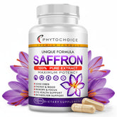 Saffron supplements bottle front view