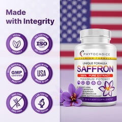 Saffron supplements bottle with 90 capsules