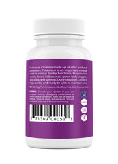 Supplement facts panel showing 99 mg potassium citrate per capsule
