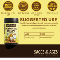 Close-up of DopaMind Gummies label