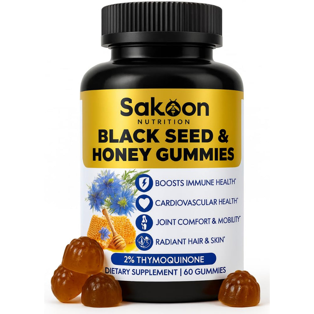 Sakoon Nutrition Black Seed Oil Gummies bottle on white background