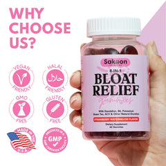 Nutrition facts label for Sakoon Bloating Relief Gummies