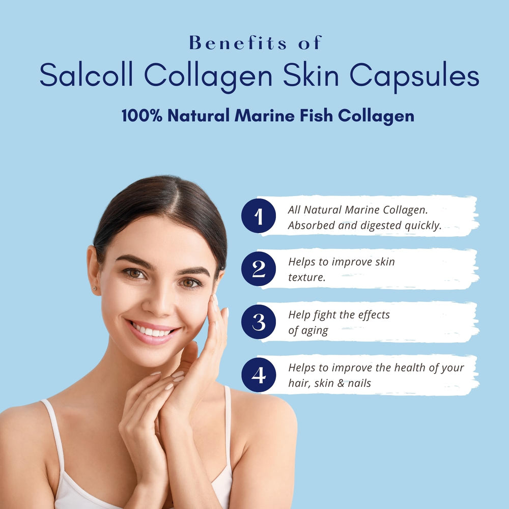 Salcoll marine collagen skin capsules bottle label close-up