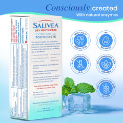 Mint-fresh breath visual associated with SALIVEA toothpaste