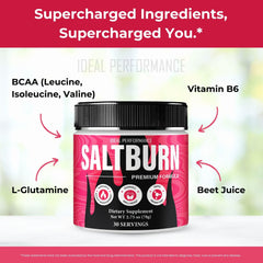 SaltBurn Powder packaging and bottle