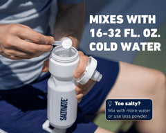 Saltivate fast-mix-stir image conveys clump-free, smooth mixing.