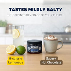 Saltivate Raw Unflavored Electrolytes added to bone broth for sodium-forward hydration.