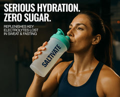Saltivate Raw Unflavored Electrolytes being poured into water for simple hydration.