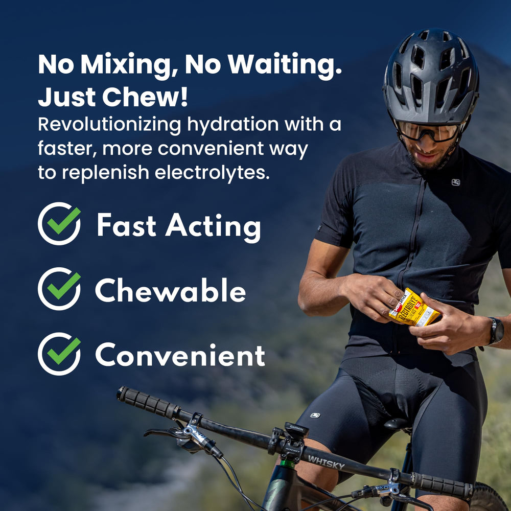 SaltStick Electrolyte FastChews watermelon packets support on-the-go hydration during workouts.