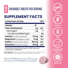 SaltStick Electrolyte FastChews watermelon tablets melting slightly to highlight quick-dissolve formula.