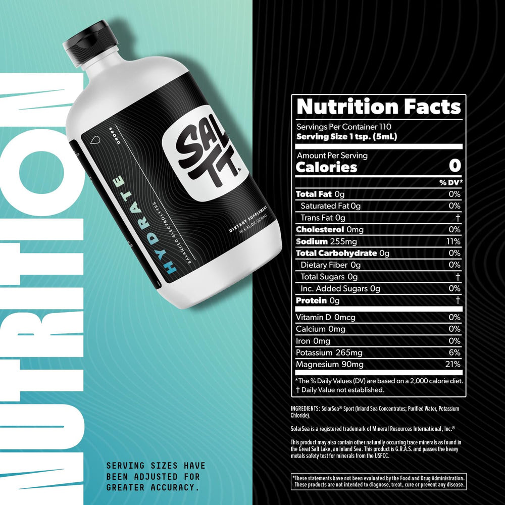 Gluten-free and sugar-free SALTT Hydrate electrolyte drops packaging