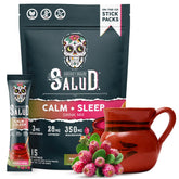 Front view of Salud 2-in-1 Sleep Aid + Calm Drink Mix with Prickly Pear flavor