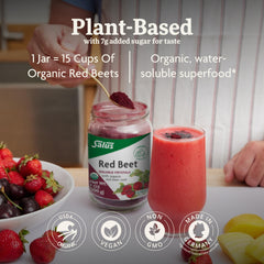 Water-soluble beet root crystals dissolving into a drink