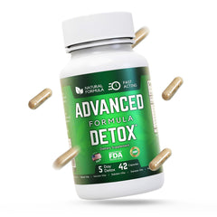 Salutem Vita Advanced Detox bottle sideview emphasizes convenient daily detox