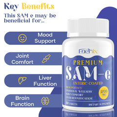 Vegan, gluten-free Enerlix SAM-e supplement bottle