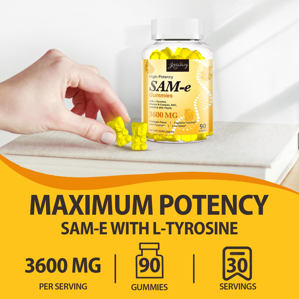 180-count bottle of SAM-e Gummies with pineapple flavor