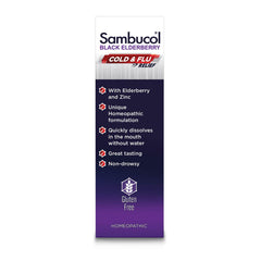 30-count Sambucol Relief Tablets label and packaging detail
