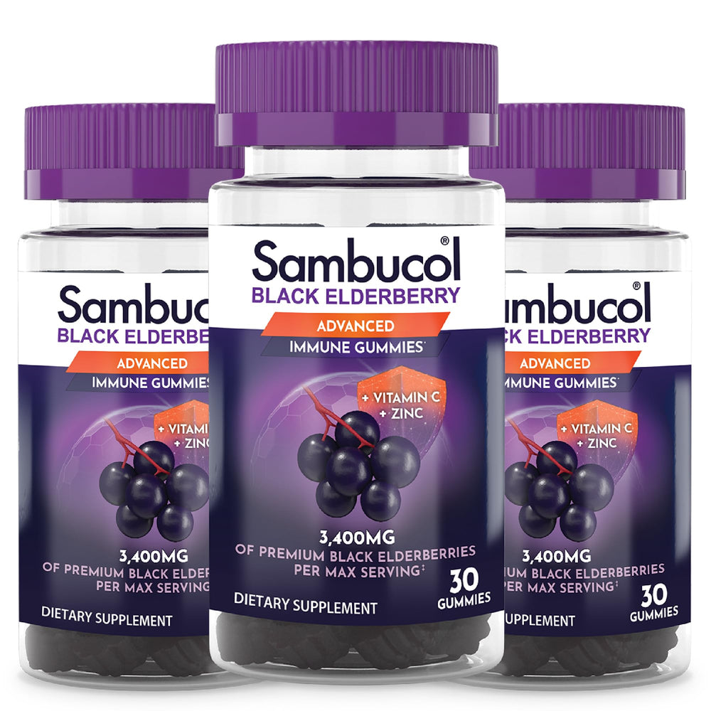 Front view of Sambucol Black Elderberry Gummies bottle