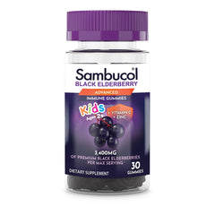 Front view of Sambucol Black Elderberry Gummies for Kids bottle