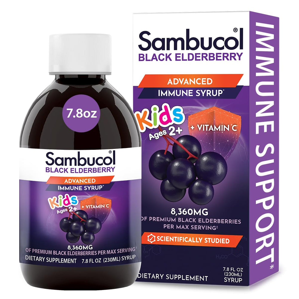 Sambucol Kids Black Elderberry Syrup bottle front