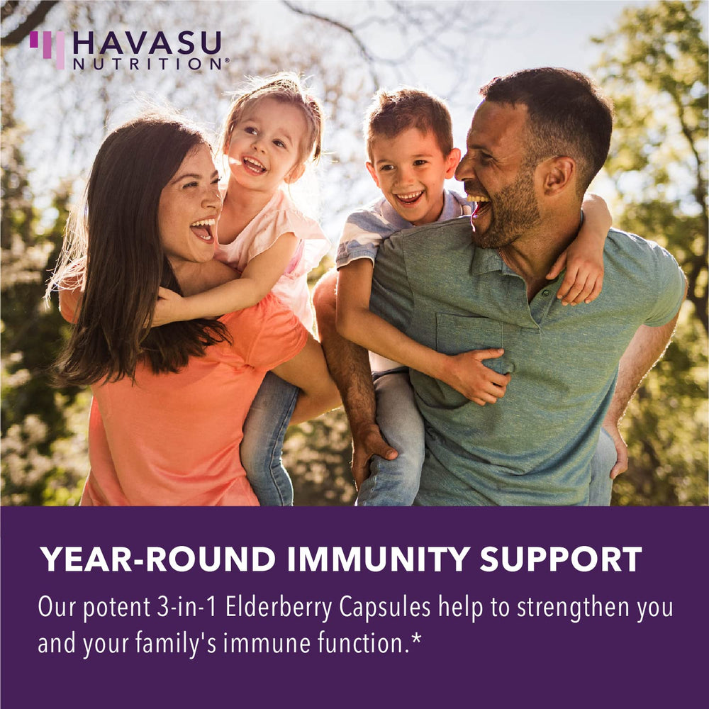 Unflavored elderberry capsules for daily immune support