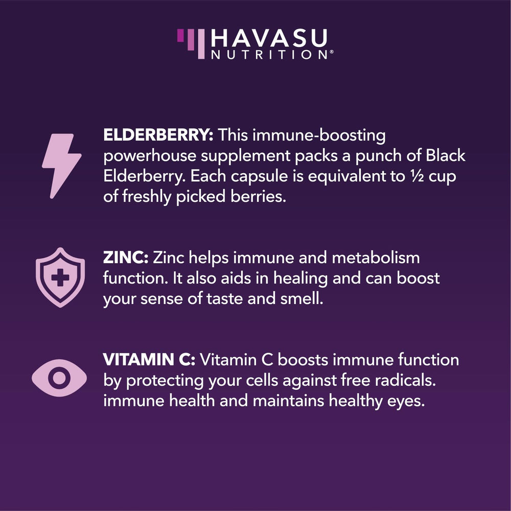 Vegetarian-friendly Sambucus elderberry capsules