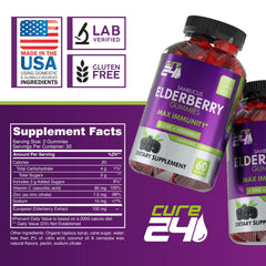 Serving guidelines showing adults and kids 4+ two gummies daily