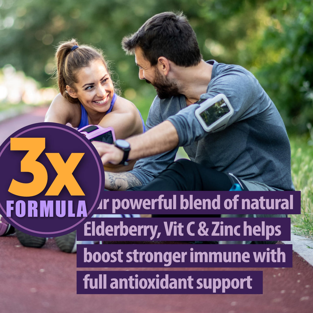 Elderberry immune support capsules highlighting natural ingredients