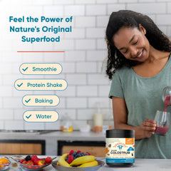 USA manufactured stamp on Sandhu's colostrum packaging