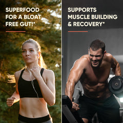 Lifestyle image showing powder being added to a shake